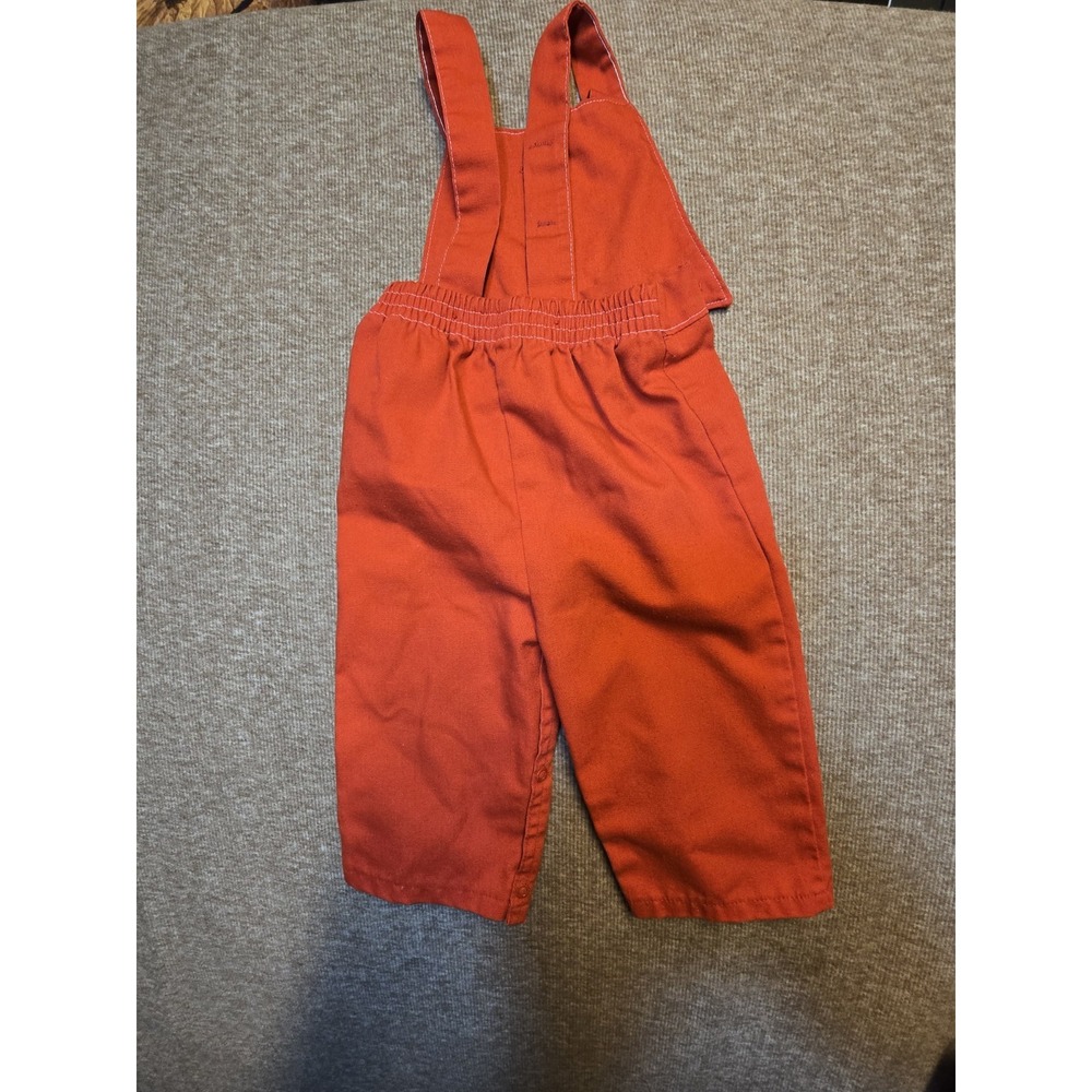 Vintage Just‎ Babes Baby Overalls Sz 18 Mos Red Clown Embroidered 70s 80s - Picture 3 of 5
